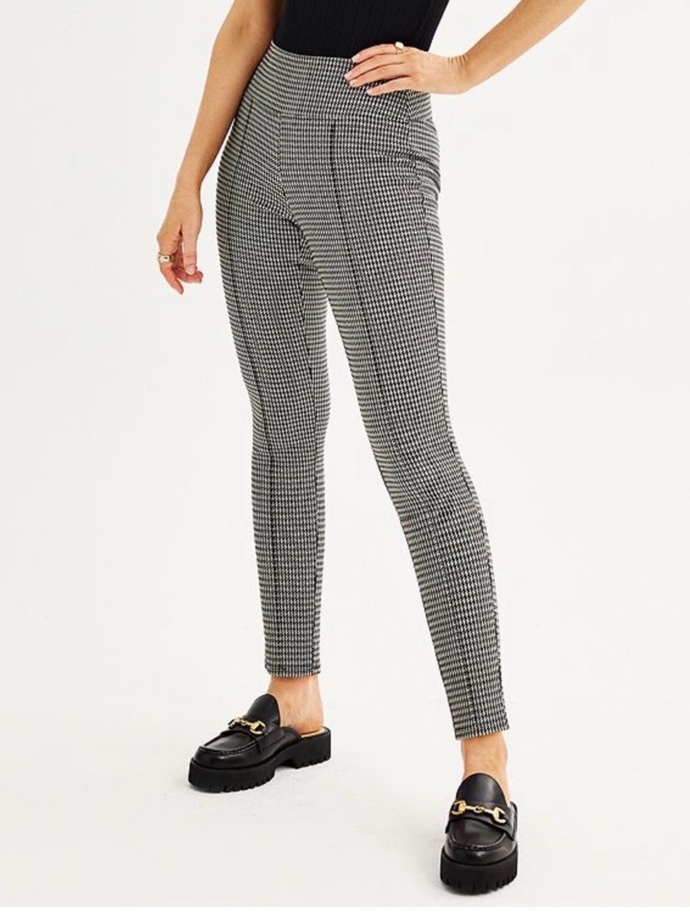 Nine West high waisted houndtooth with seam leggings, size XL